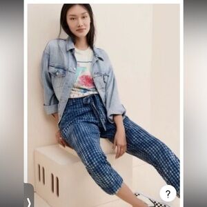 MAEVE by Anthropologie Avryl Bleached High Waisted Pants in Blue & Black Size 4